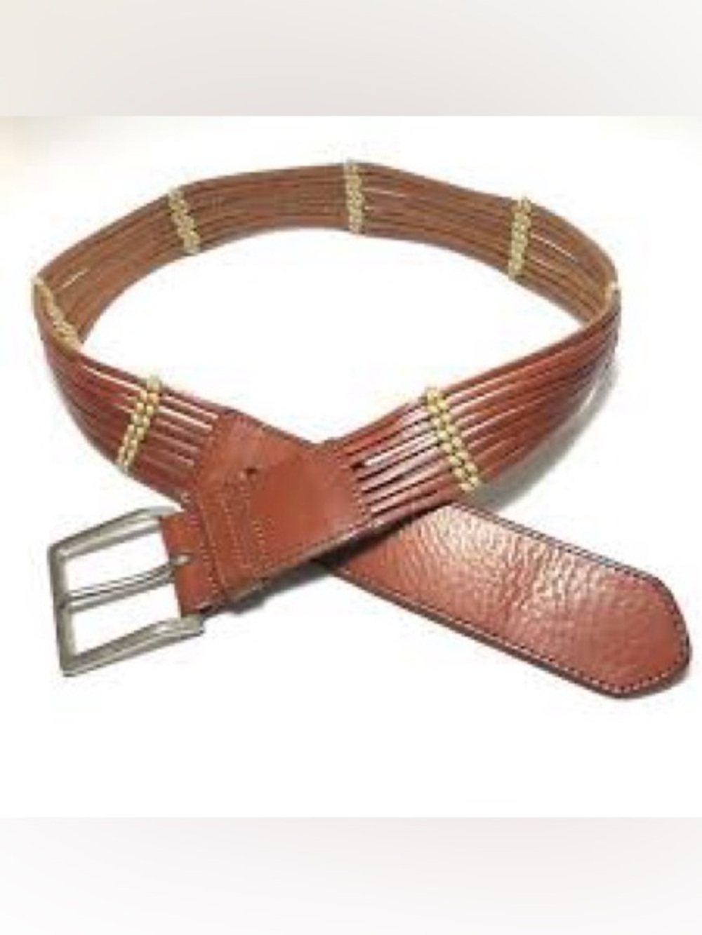 Talbots Brown Multi-Strip Leather Waist Belt
